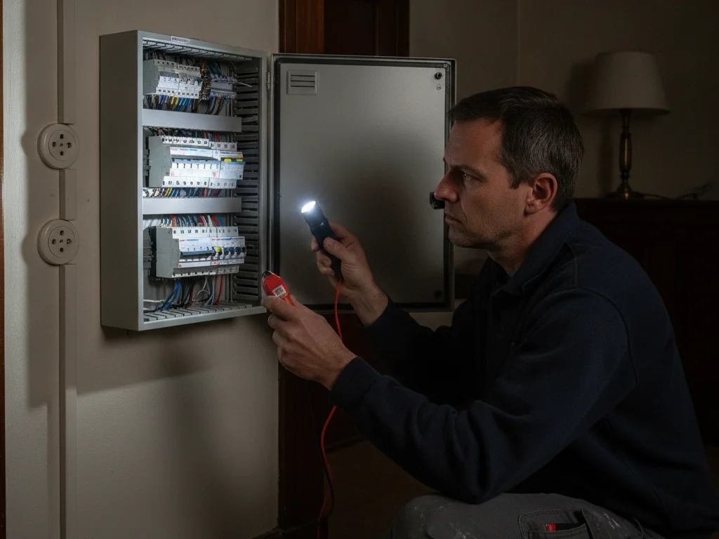 Électricien intervenant en urgence sur un tableau électrique à La Chaux-de-Fonds